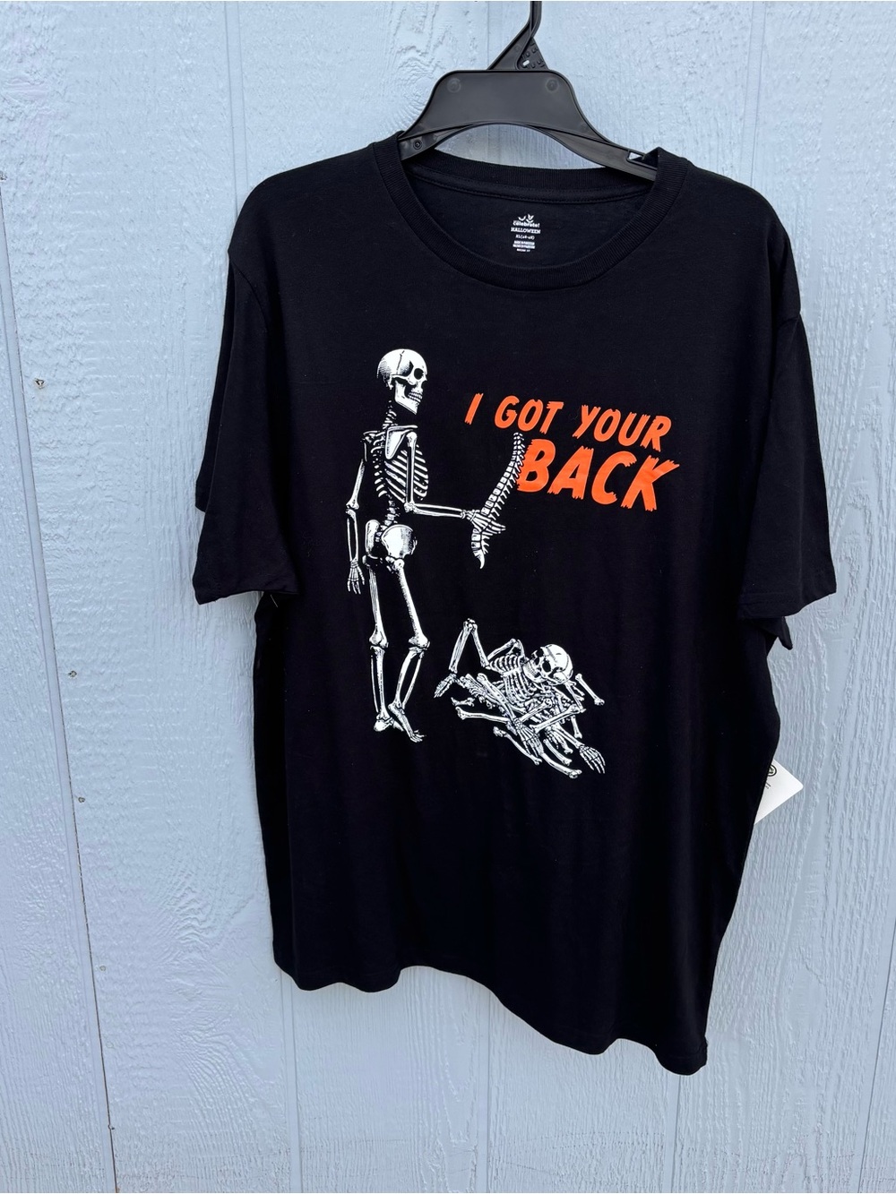 Black 'I Got Your Back' Skeleton Graphic Tee - Casual Short Sleeve
